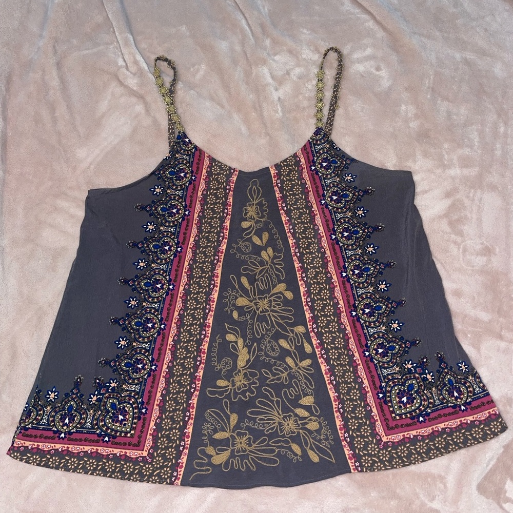 flower strapped printed tank